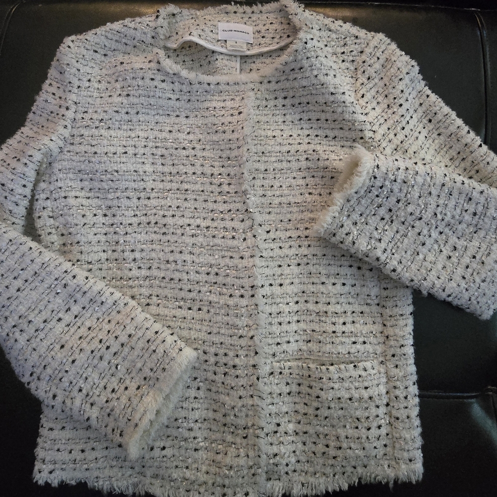 Club Monaco White and Black Textured Jacket